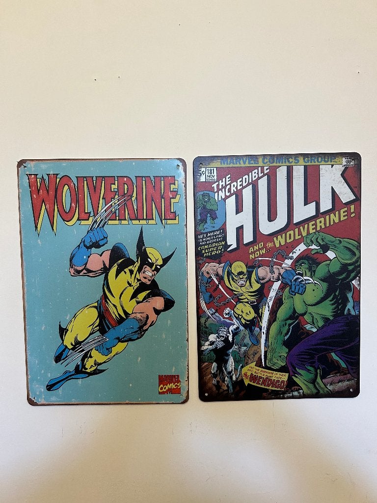 Hulk Wolverine Marvel Metalen Bord 20x30cm Superheld, Ophalen of Verzenden, Nieuw, Reclamebord