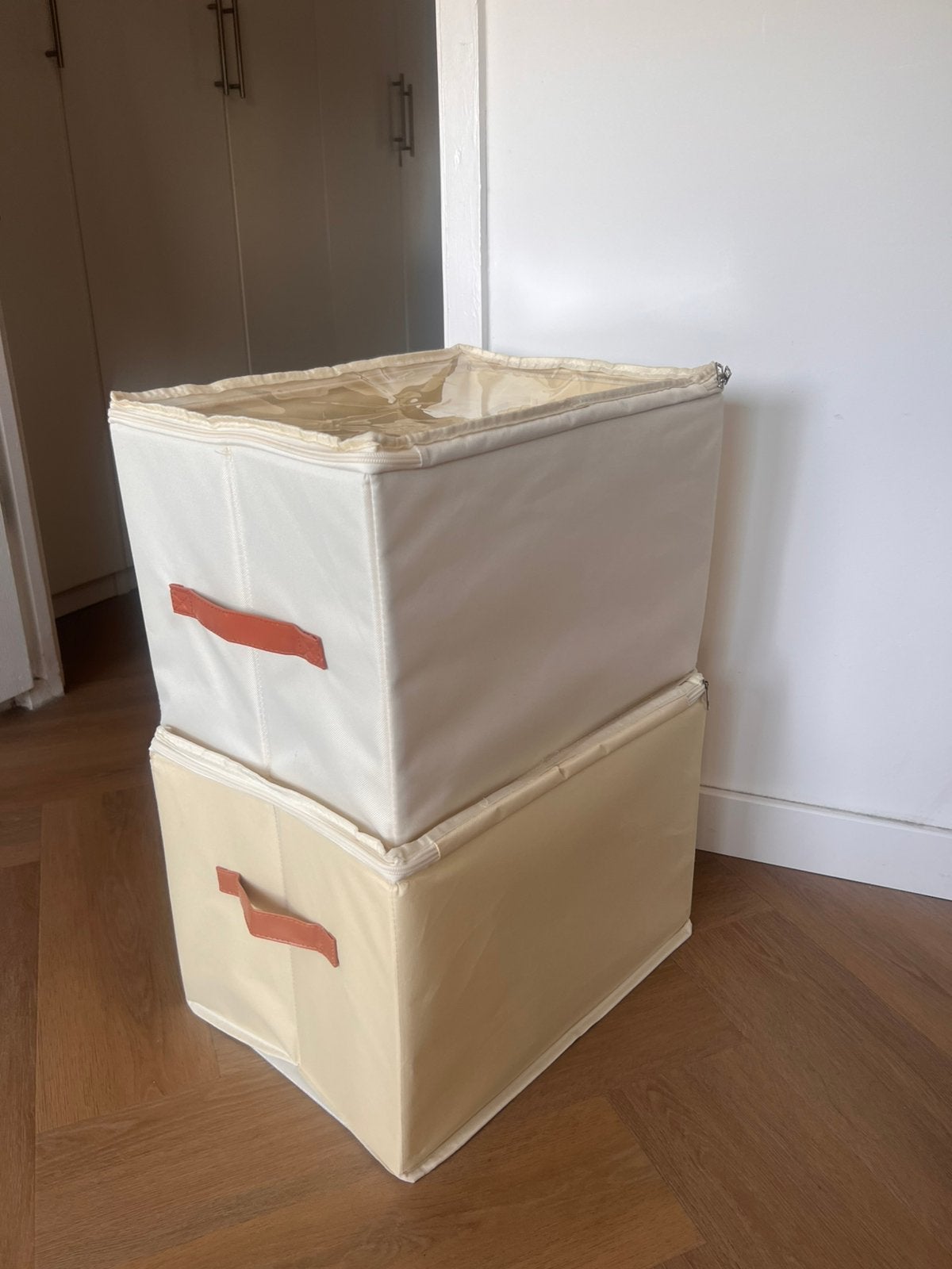 2 stuks opvouwbare schoenendozen creme beige 12 vakken, Ophalen of Verzenden, Zo goed als nieuw