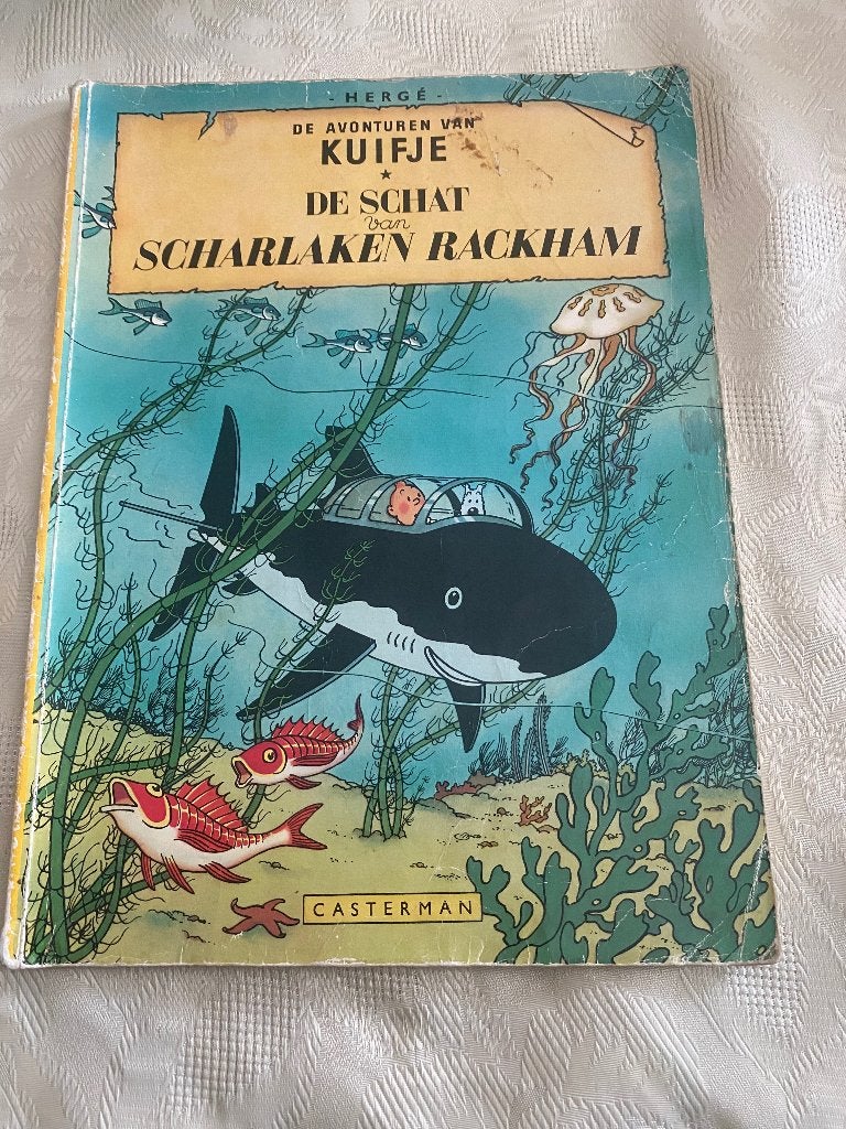 Kuifje: De Schat van Scharlaken Rackham, Gelezen, Eén stripboek, Ophalen of Verzenden, Hergé