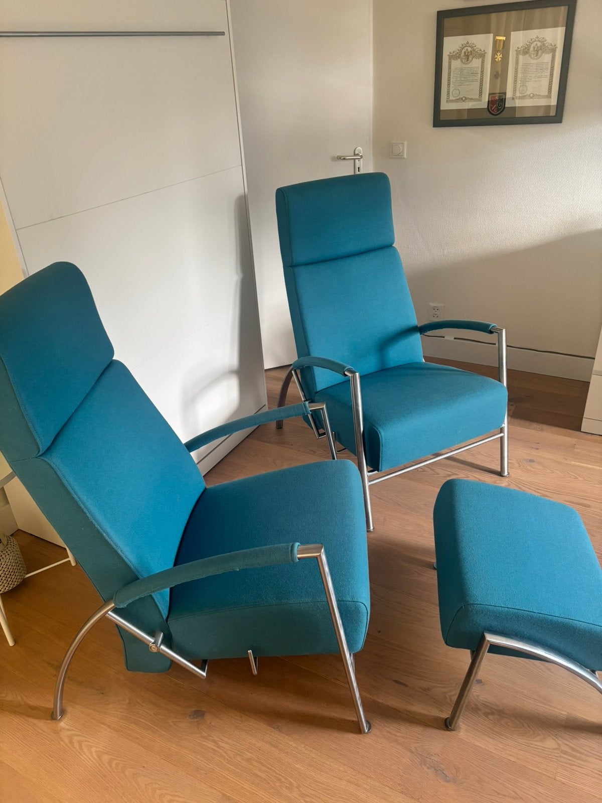 2x Harvink Club Relax fauteuil + hocker | Stof l Verstelbaar, Huis en Inrichting, Ophalen, Verstelbaar hoofd en rugleuning, 75 tot 100 cm