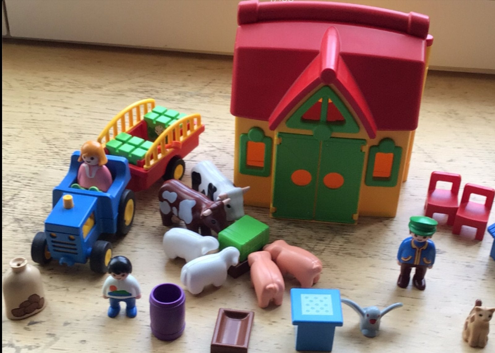 Playmobil 1.2.3 Boerderij met Dieren en Tractor, Ophalen of Verzenden, Zo goed als nieuw