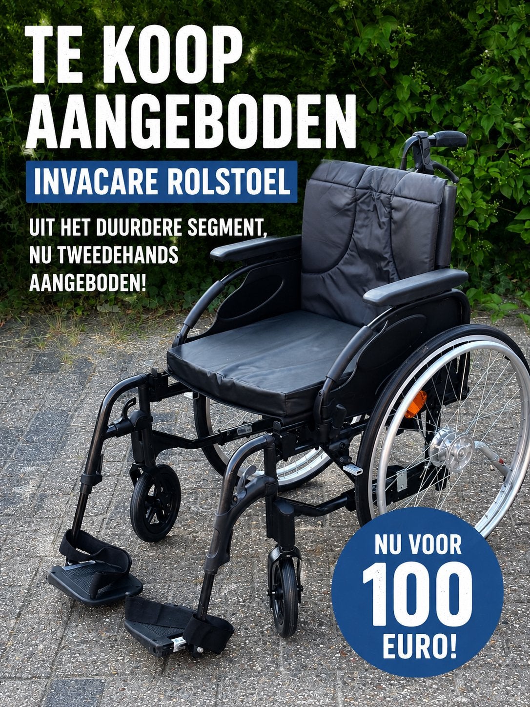 Rolstoel van Invacare €100,00., Invacare, Meer info ☎️0️⃣6️⃣➖2️⃣0️⃣9️⃣0️⃣1️⃣0️⃣4️⃣0️⃣, Zo goed als nieuw, Nederland