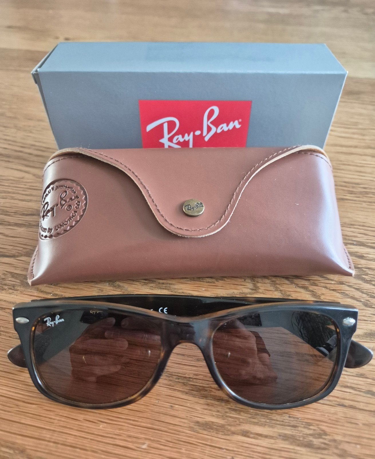 Ray-Ban RB2132 New Wayfarer Zonnebril - Bruin Havana, Zonnebril, Bruin, Ophalen of Verzenden, Zo goed als nieuw