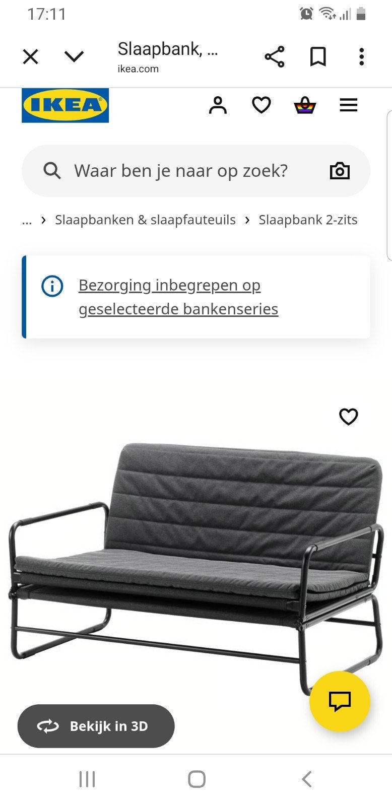 slaapbank, Ophalen, Zo goed als nieuw, Tweepersoons