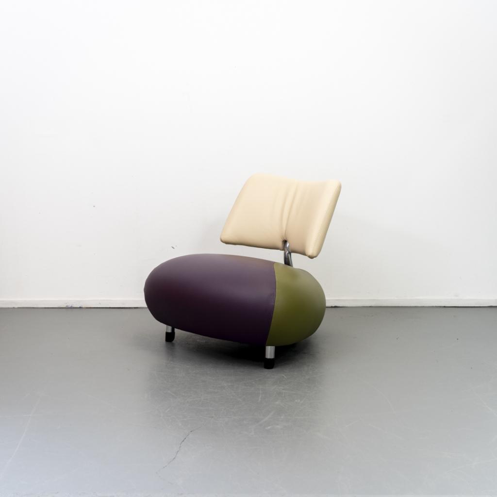 1x Leolux Pallone Fauteuil Paars/Groen/Wit - Chroom, Huis en Inrichting, Fauteuils, Niet ingevuld, Niet ingevuld, 75 tot 100 cm