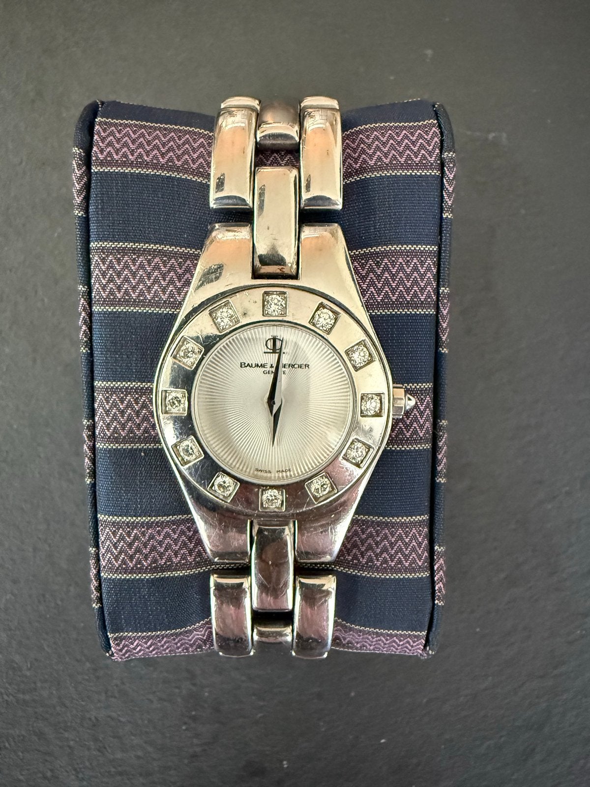 Baume & Mercier Dameshorloge met Diamanten, Gebruikt, Staal, Polshorloge, Met strass
