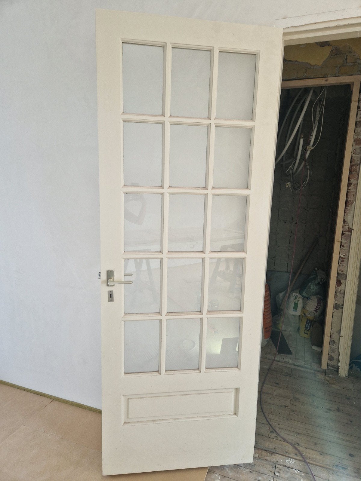 Oude ruitjesdeur, Ophalen, Gebruikt, 80 tot 100 cm, 215 cm of meer
