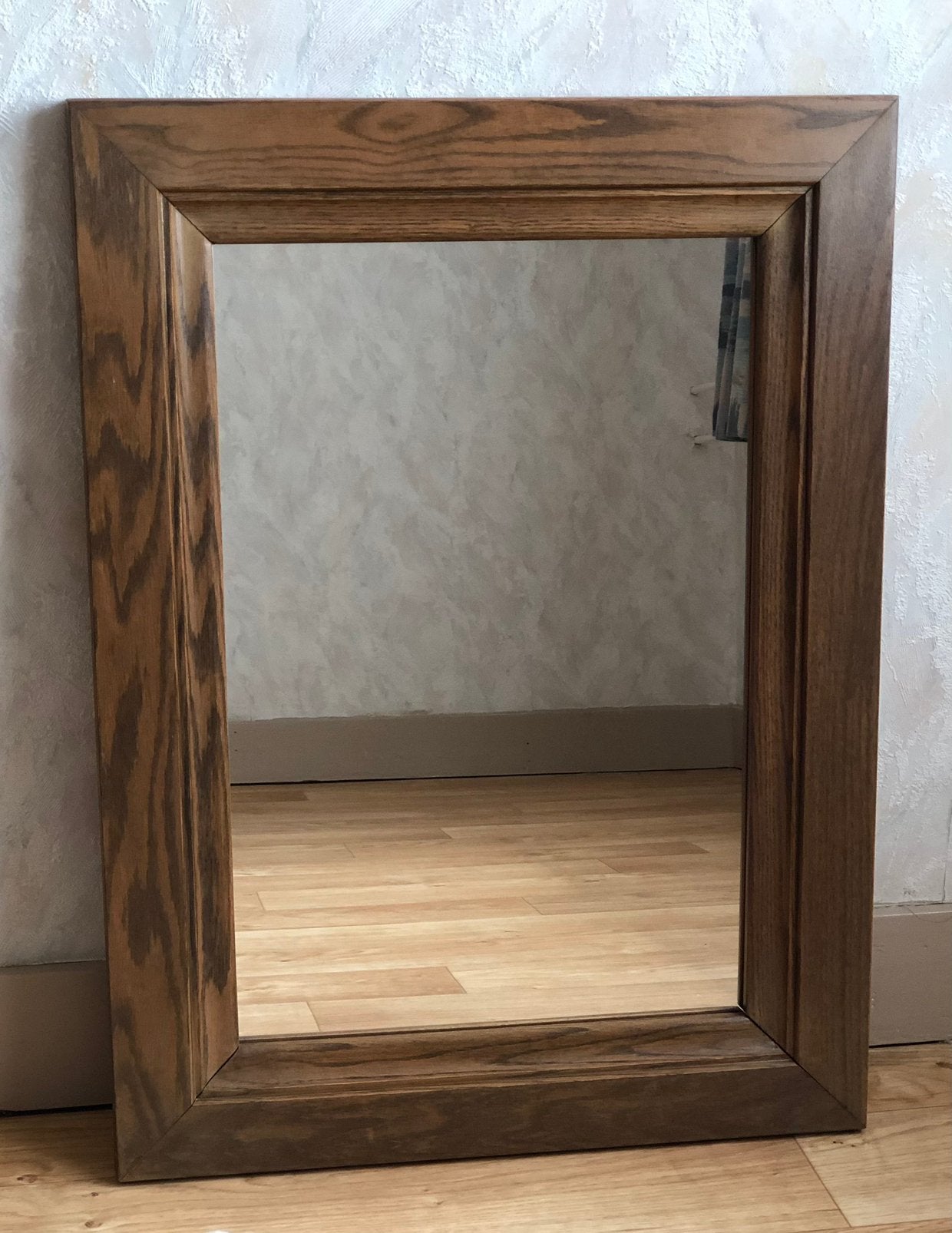 Grote spiegel met donker eiken lijst 80 x 60 cm, Ophalen, Zo goed als nieuw, Minder dan 100 cm, Rechthoekig