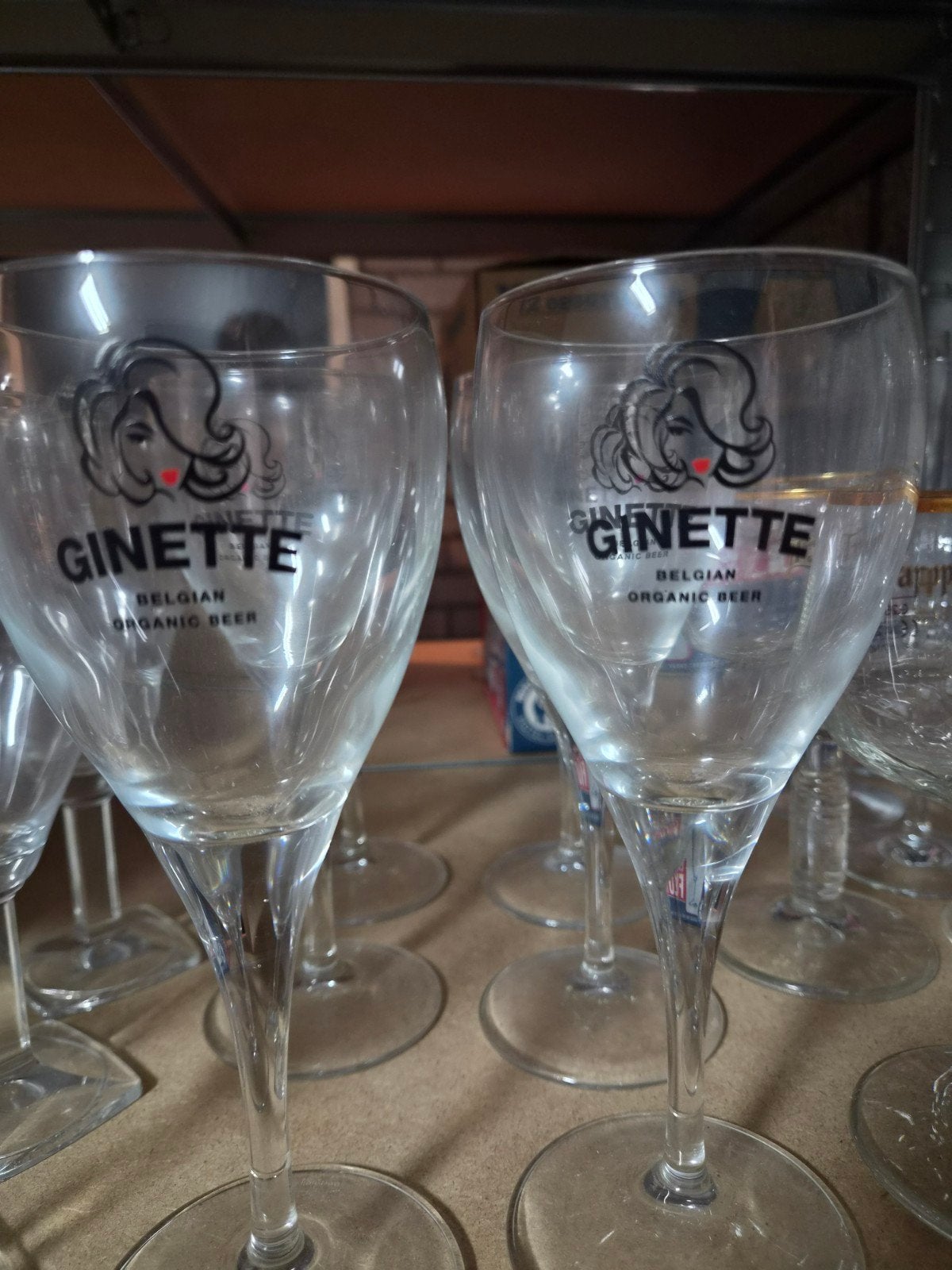 Ginette Belgisch Biologisch Bier Glazen - Set van 6, Ophalen of Verzenden, Nieuw, Glas of Glazen, Overige merken