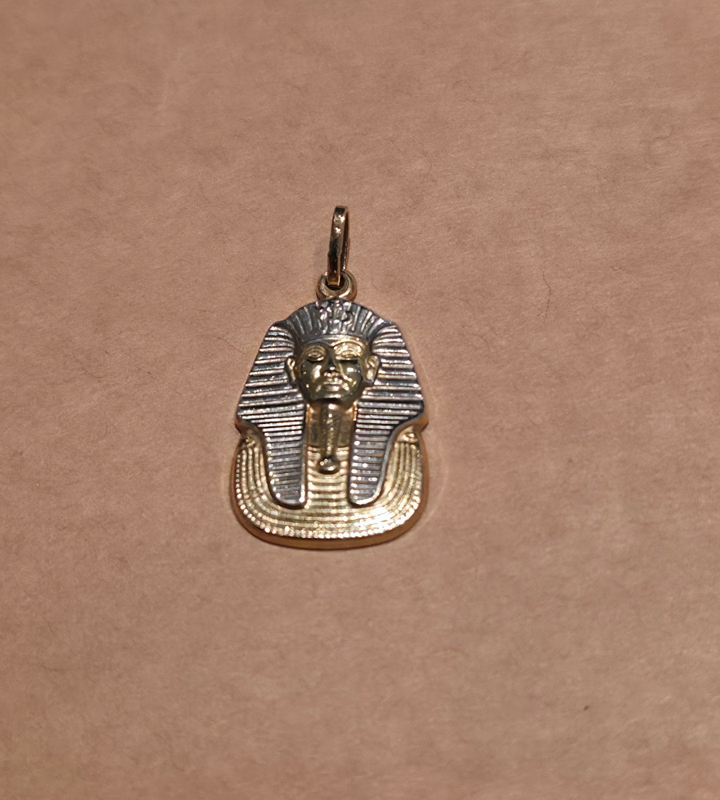 Gouden dodenmasker-hanger Tutankhamon bicolor, Ophalen, Gebruikt, Overige voorstellingen, Goud