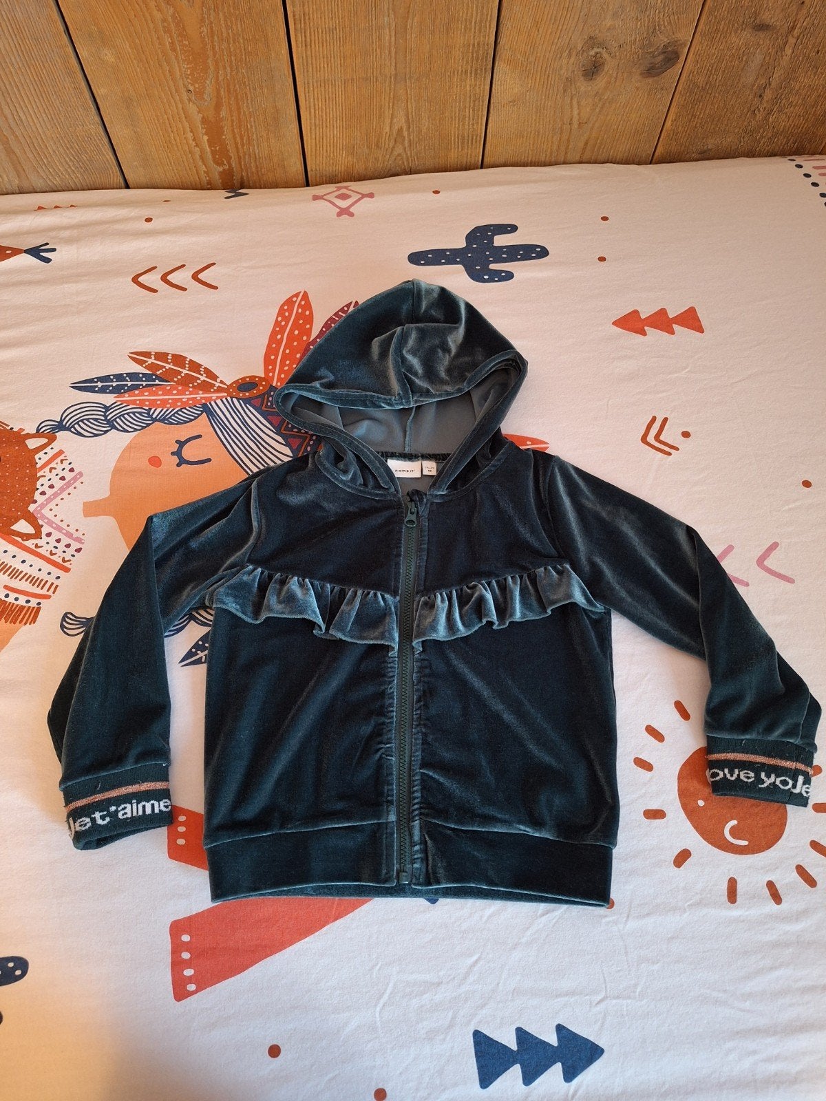 Name It velours vest turquoise maat 92, Meisje, Trui of Vest, Ophalen of Verzenden, Zo goed als nieuw