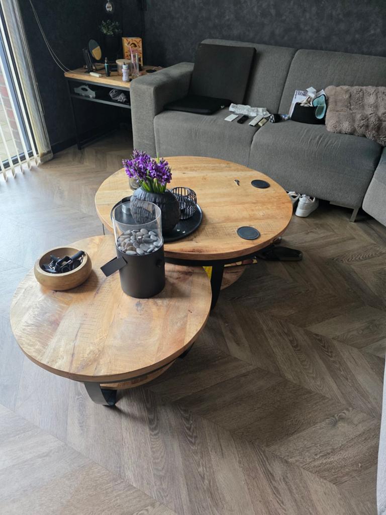 Salontafels mangohout, Ophalen, 50 tot 100 cm, Rond, 50 tot 100 cm