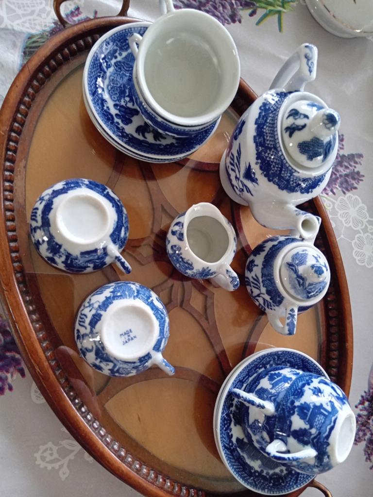 Blue willow kinderservies jaren 50, Ophalen of Verzenden