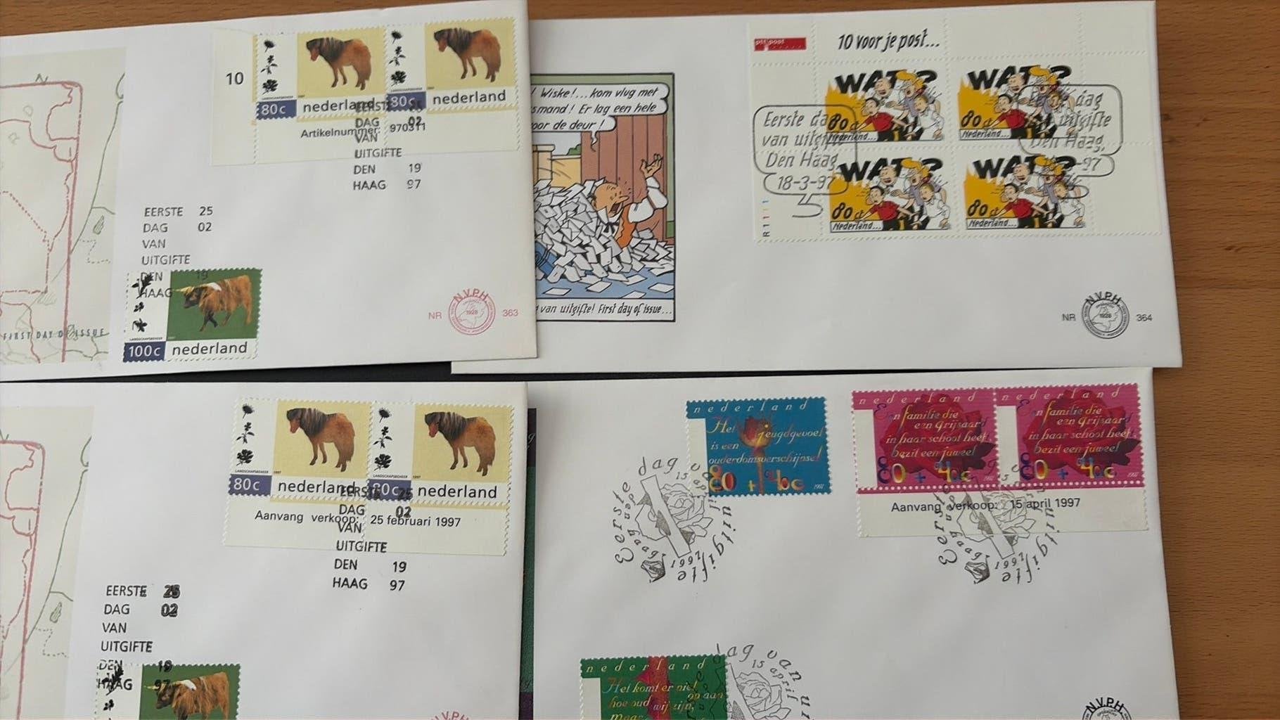 4x fdc 363, 364, 365 anders geplakt, Ophalen of Verzenden, Onbeschreven, Nederland