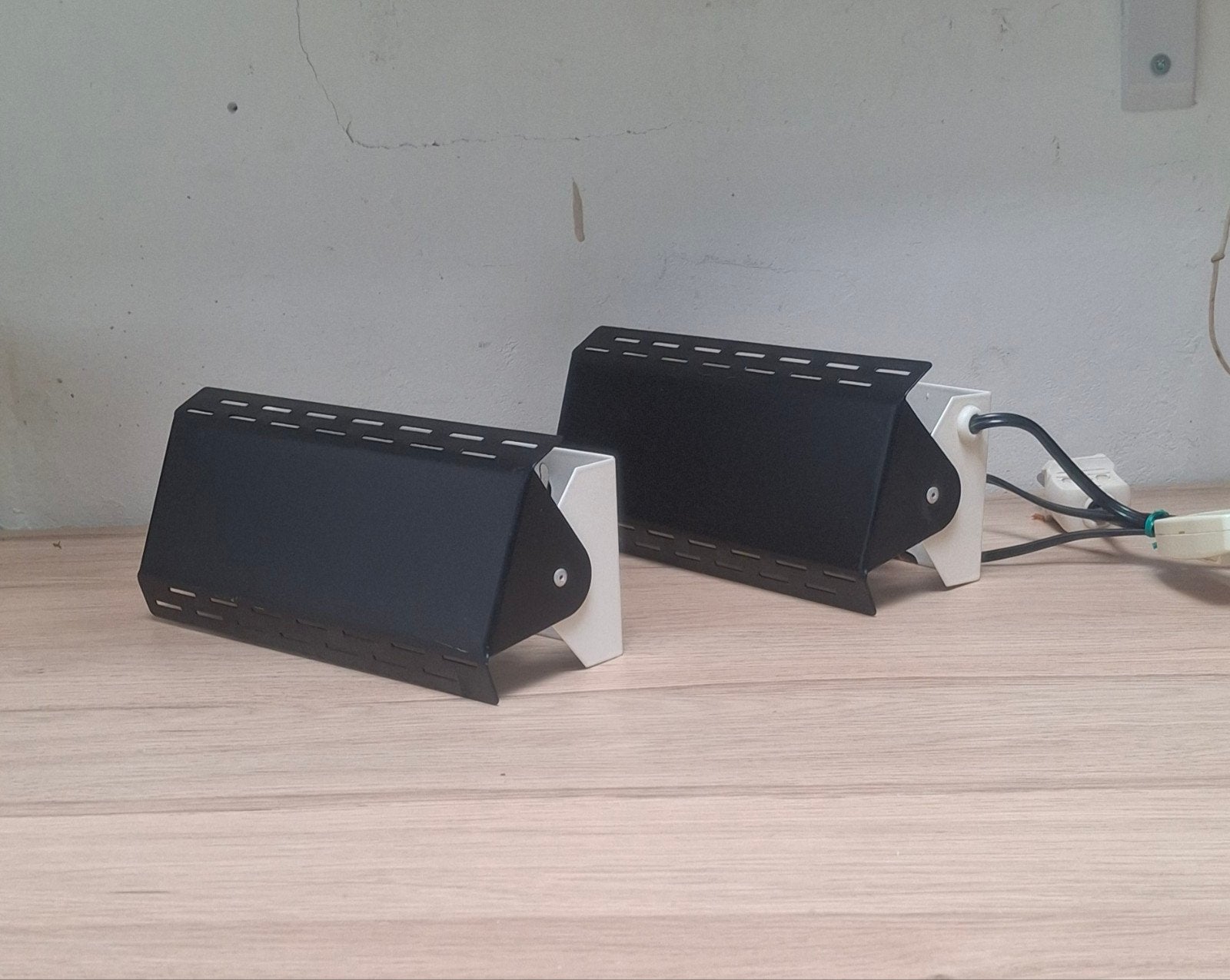 2 vintage mat zwarte bedlampjes, G & G., Ophalen of Verzenden, Zo goed als nieuw