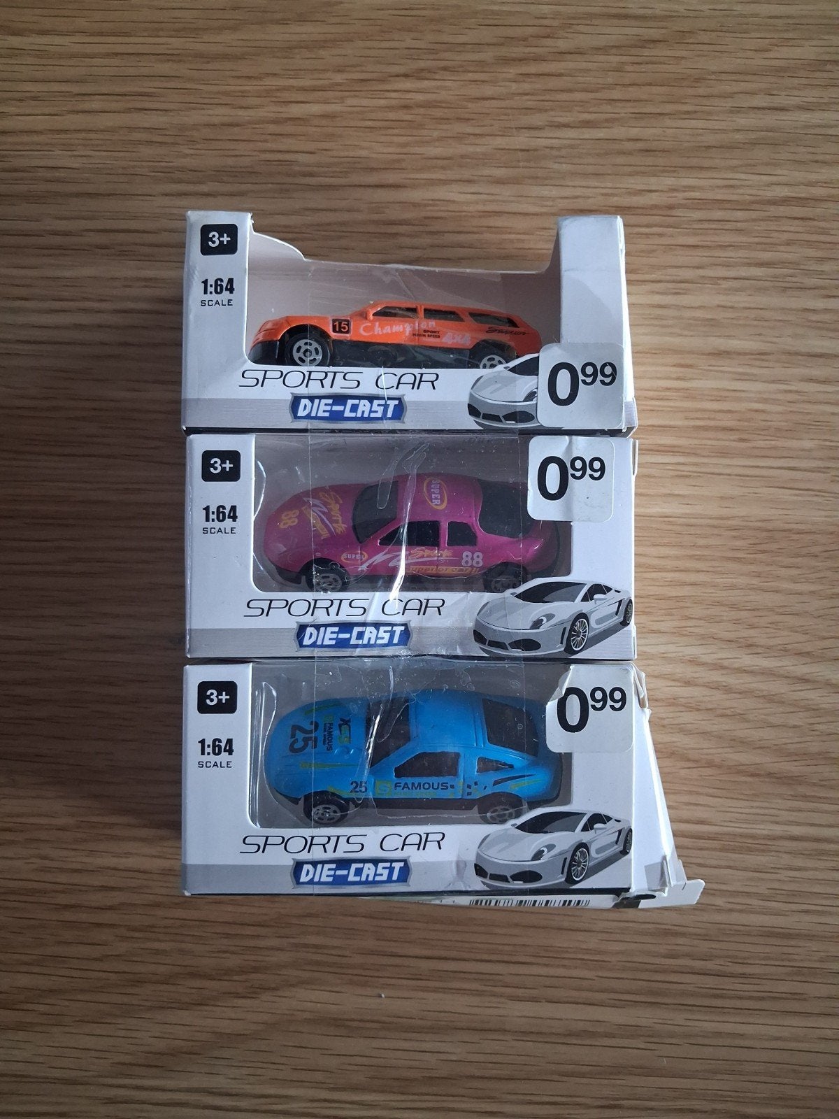Set van 3 Die-Cast Sportwagens 1:64 Schaal, Ophalen, Nieuw