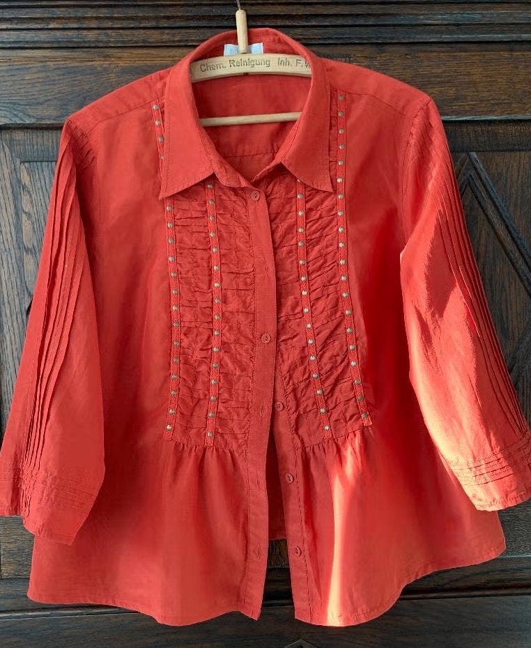 Rood-oranje blouse, bloes leuke voorkant; Bonita; maat 46, Ophalen of Verzenden, Zo goed als nieuw, Oranje, Blouse of Tuniek