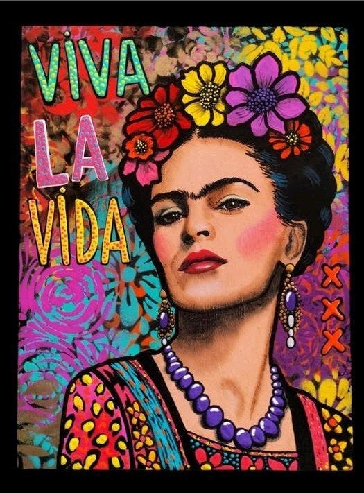 UNIEK Houten Boek-Kistje "VIVA LA VIDA" - Frida, Antiek en Kunst, Ophalen, Meerkleurig, Hout, Handgemaakt