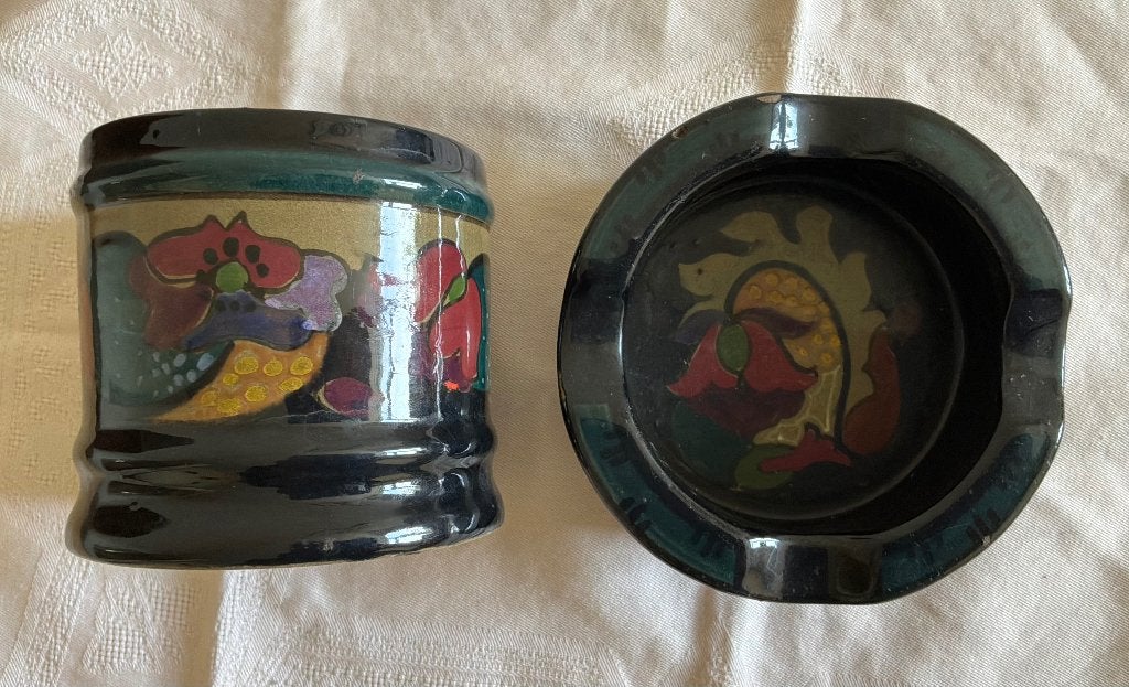 Gouda plateel, pot en asbak, Antiek en Kunst, Ophalen of Verzenden