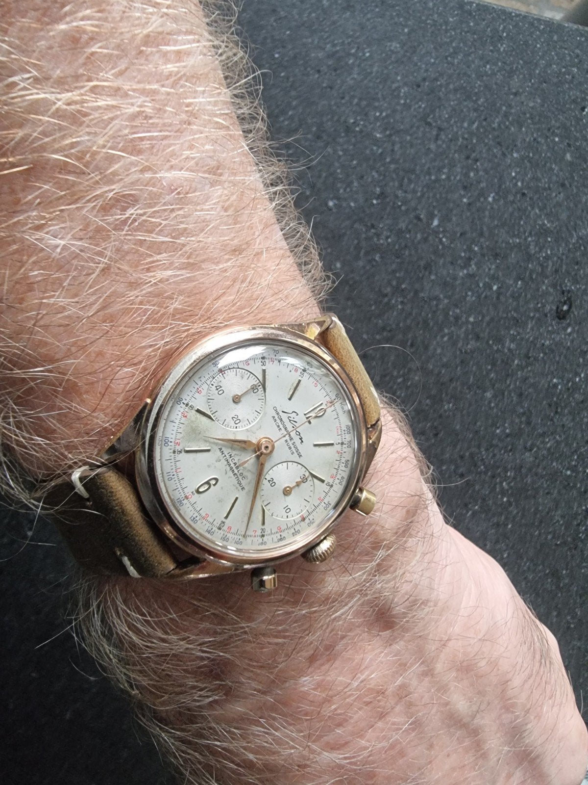 Gilson Landeron chronograph, Overige merken, Overige materialen, Polshorloge, 1930 tot 1960