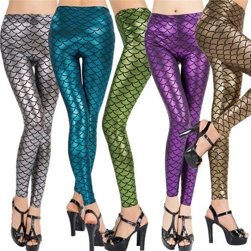 Legging 003 (sexy vissen mermaid vrouwen dames wetlook), Maat 38/40 (M), Overige kleuren, Verzenden, Nieuw