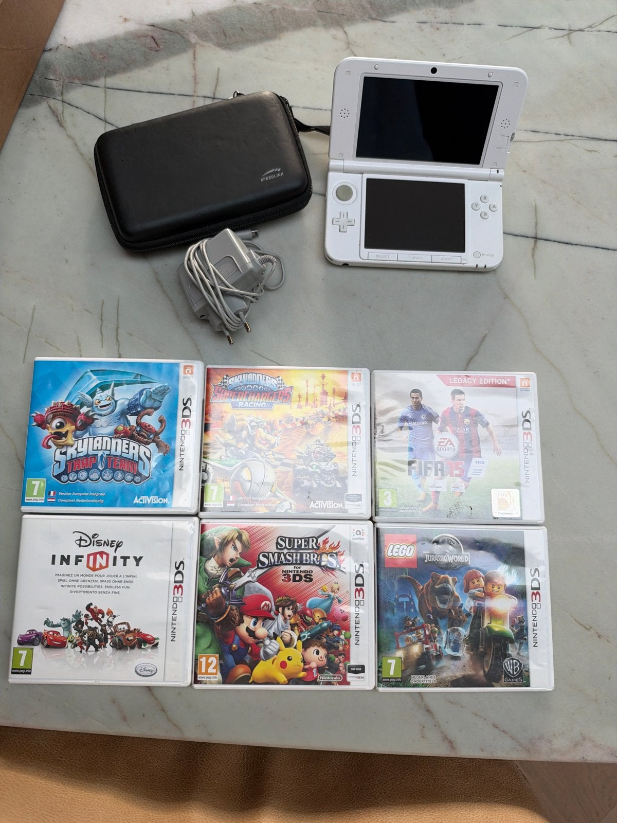 Nintendo 3DS XL Wit met 6 games en hoesje, Wit, 3DS XL, Ophalen of Verzenden, Gebruikt