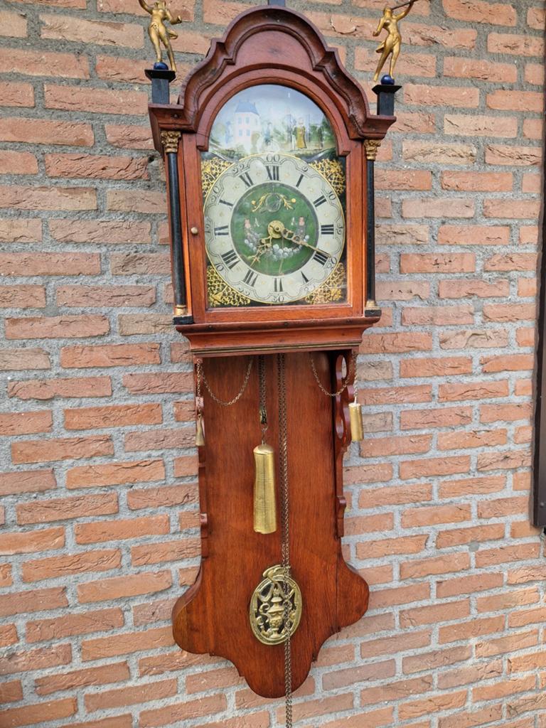 Antieke staartklok met amterdamse kap, Ophalen of Verzenden