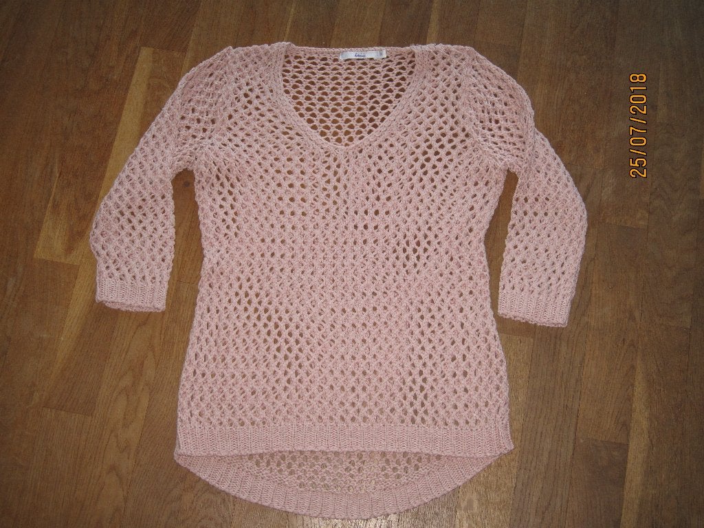 Miss Etam oudroze gehaakte trui 3/4 mouw maat M, Kleding | Dames, Truien en Vesten, Maat 38/40 (M), Ophalen of Verzenden, Roze