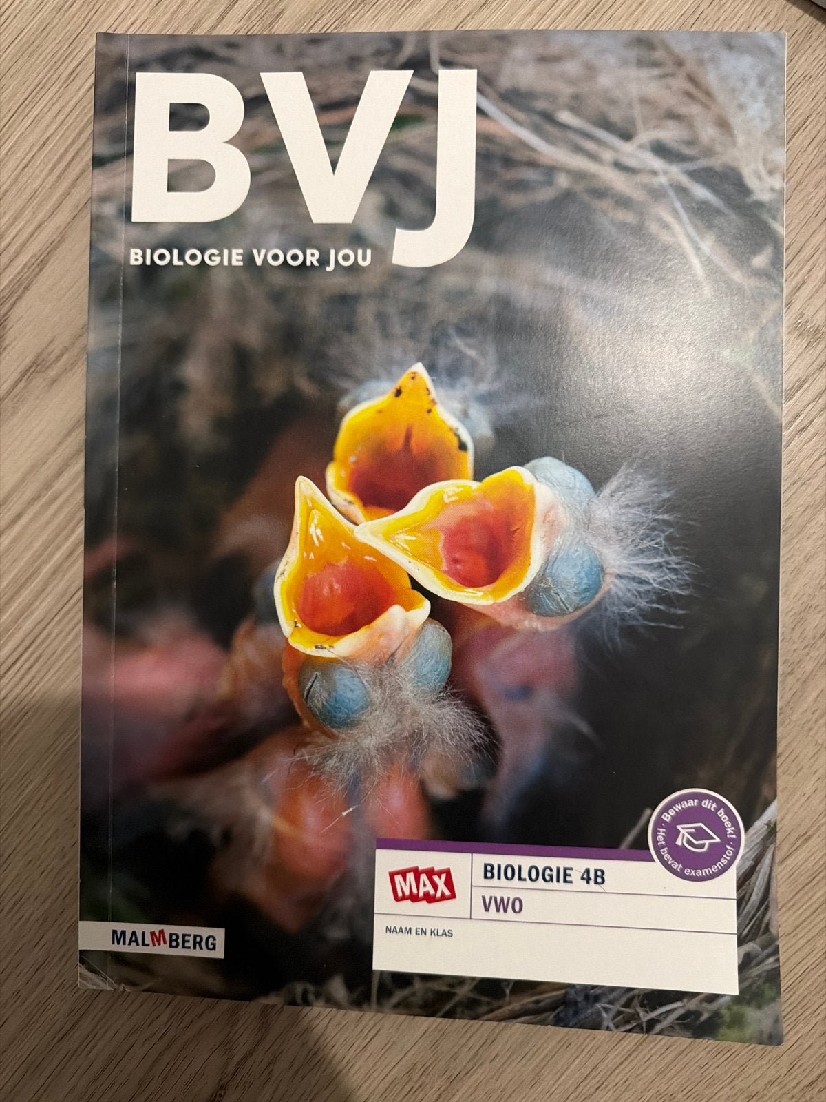 BVJ Biologie voor jou 4B VWO - Malmberg 7.0, Ophalen of Verzenden, Zo goed als nieuw, VWO, Biologie