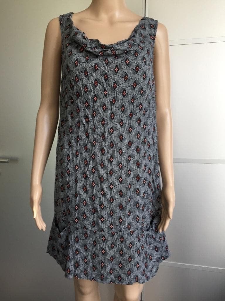 B877 Pimkie: jurkje jurk tuniek Maat M=38-40 grijs/zwart/ora, Kleding | Dames, Maat 38/40 (M), Ophalen of Verzenden, Zo goed als nieuw
