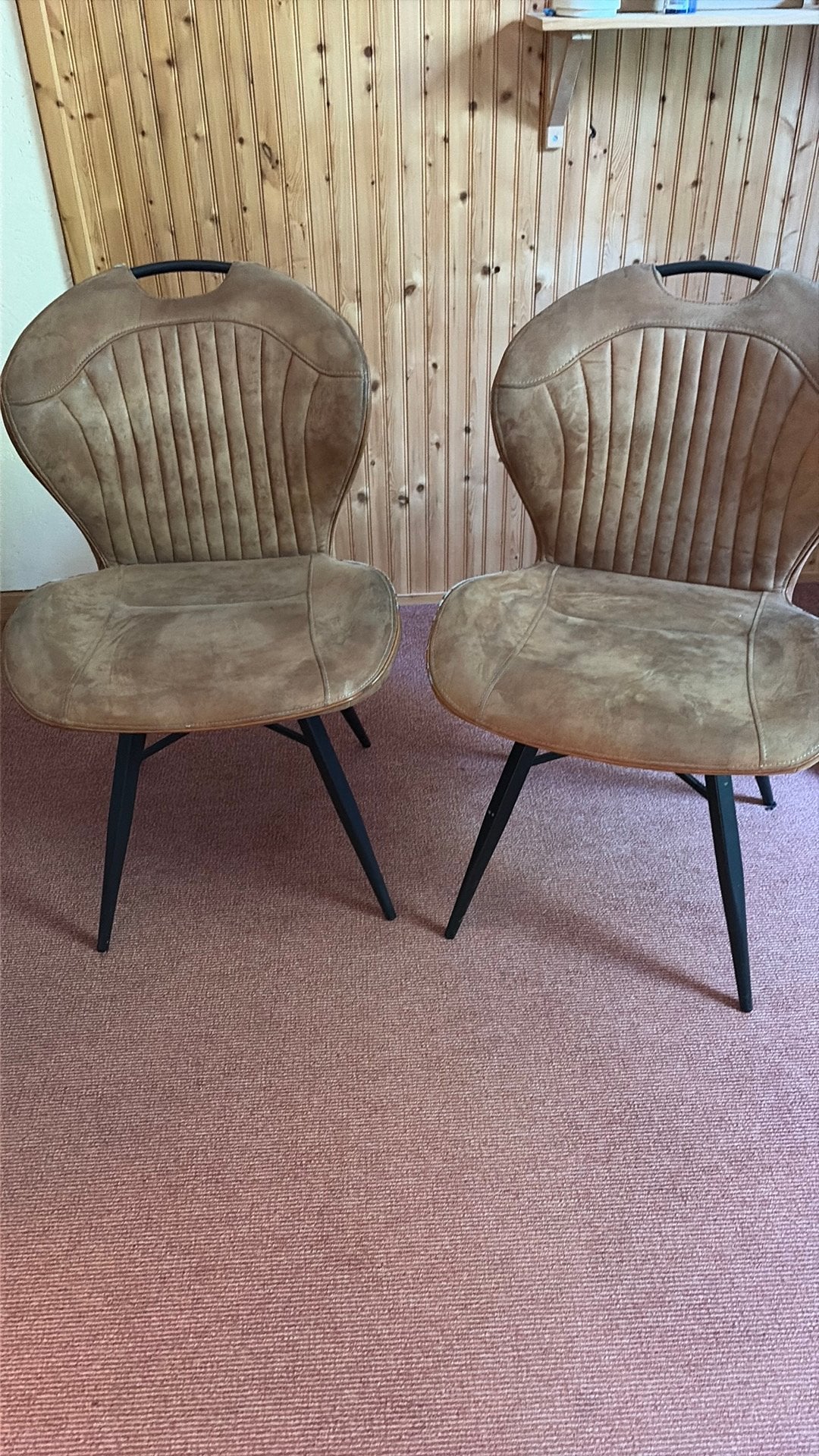 2 eetkamerstoelen,, Huis en Inrichting, Stoelen, Ophalen, Gebruikt, Twee, Bruin