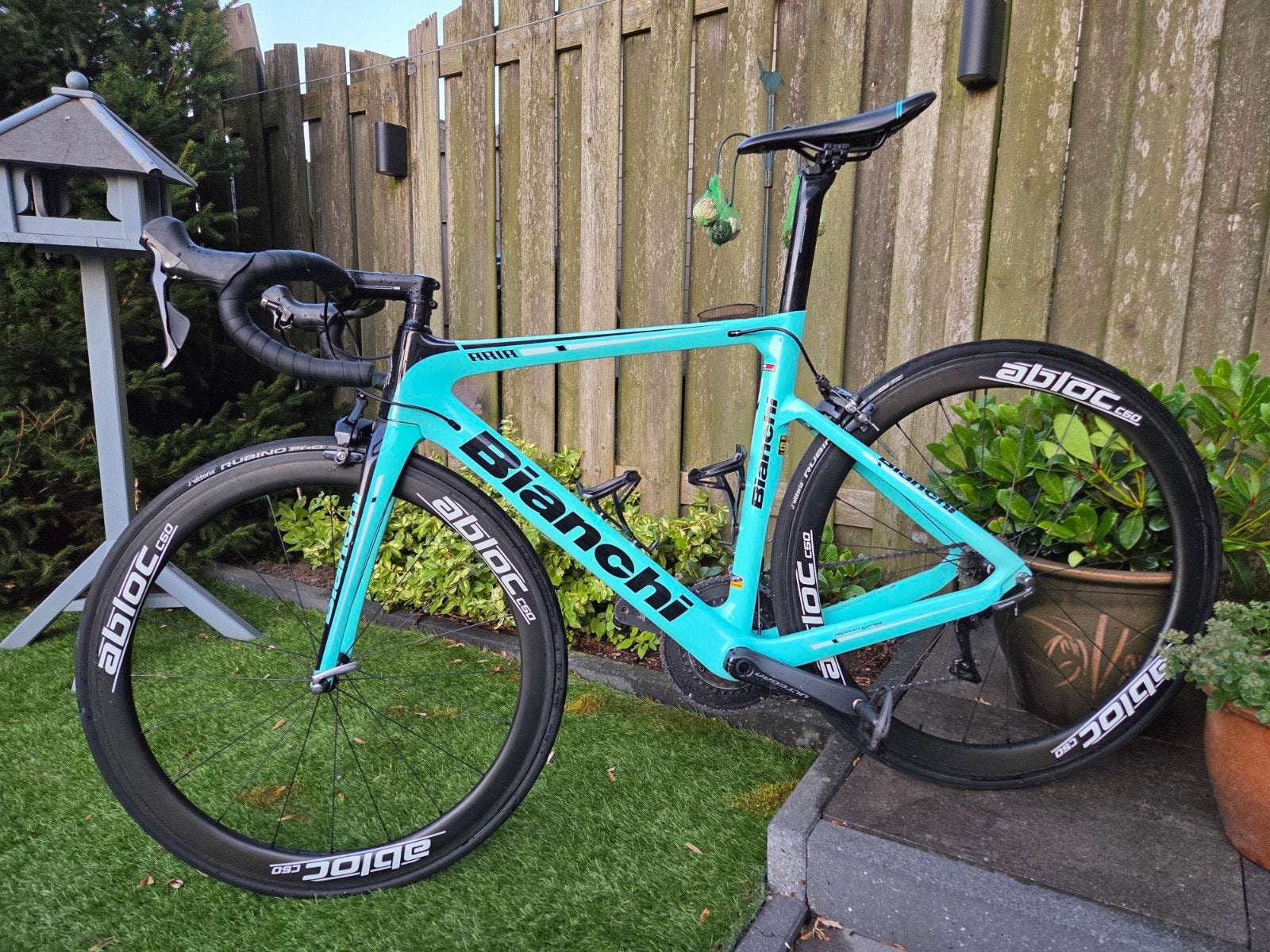Bianchi Aria. maat 52 11 speed Abloc 50 mm carbon wielen., Gebruikt, Carbon, Velgrem, 49 tot 53 cm