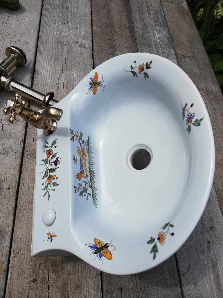 Decoratief beschilderd fonteintje vergulde accessoires, Ophalen, Zo goed als nieuw