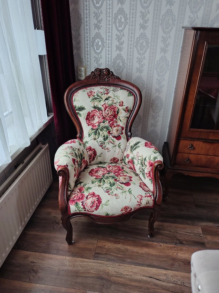 Queen Anne / queen ann fauteuil / stoel met bloemenprint, Ophalen