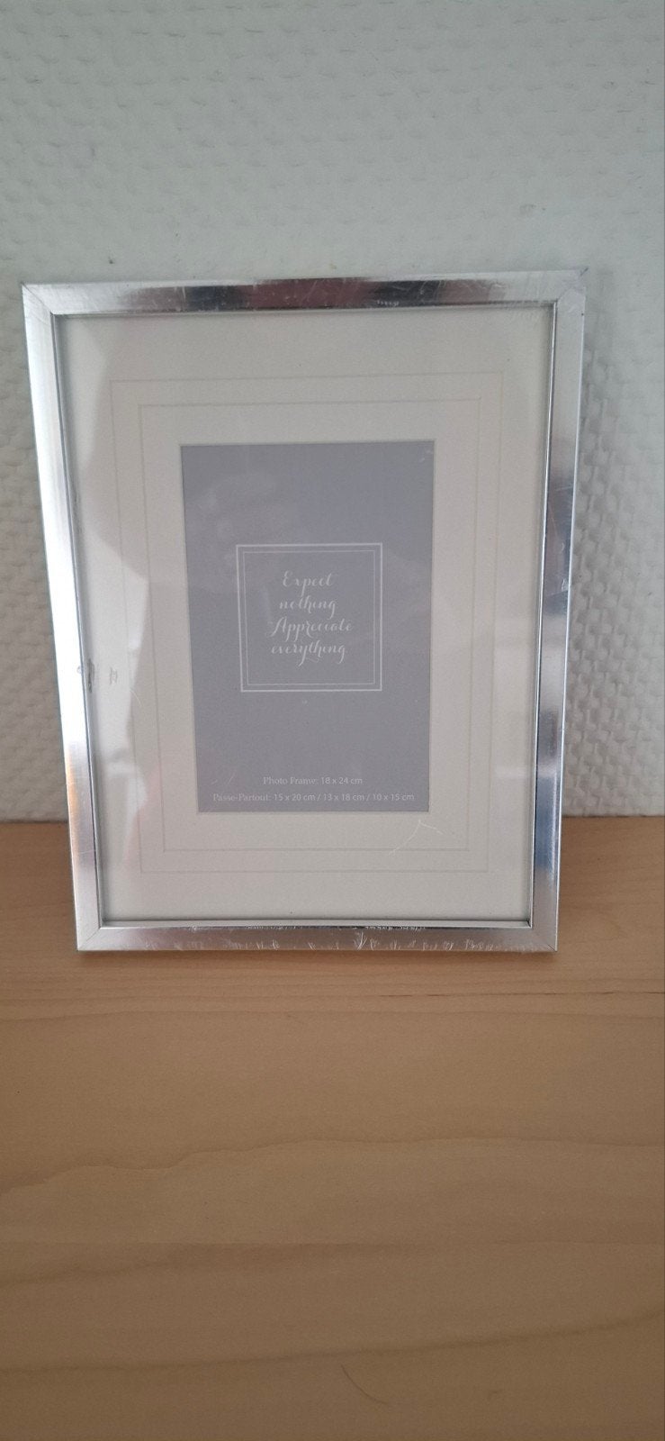 Nieuwe fotolijst 18x24 cm met passe-partout, Kunststof, Ophalen of Verzenden, Fotolijst, Zilver