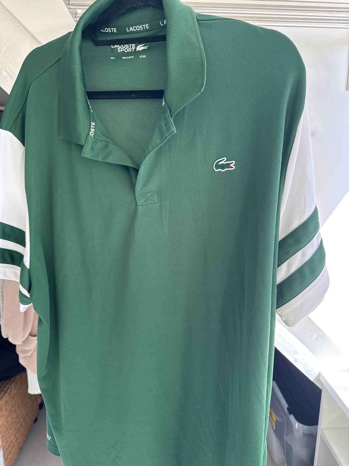 Lacoste Sport Polo Shirt Groen Wit Maat 4XL, Kleding | Heren, T-shirts, Zo goed als nieuw, Overige maten, Groen, Ophalen of Verzenden