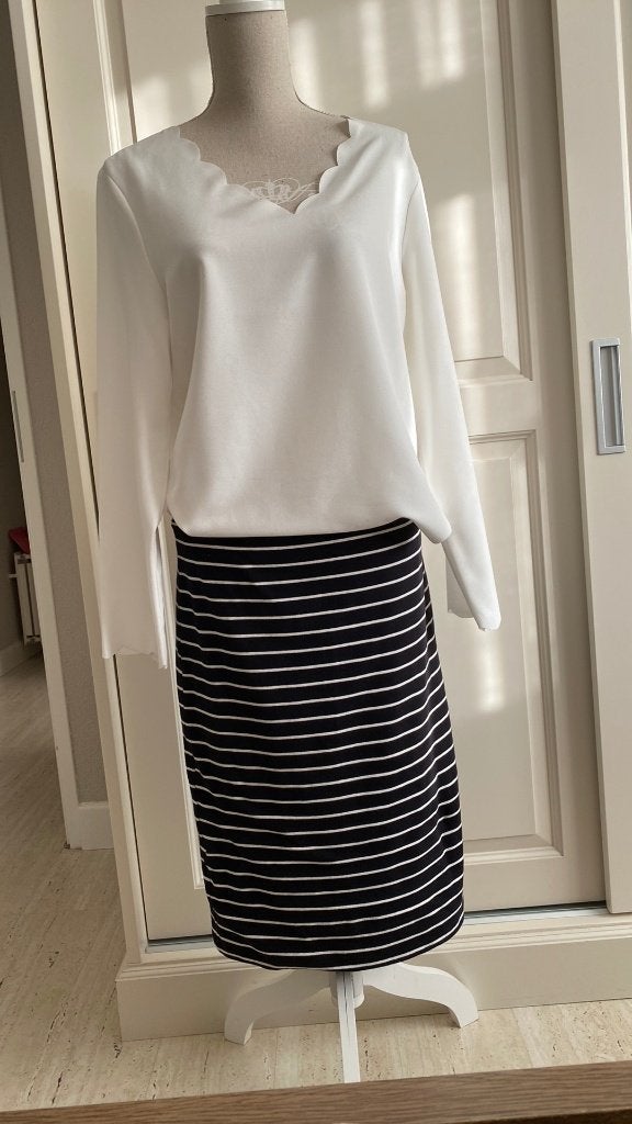 Rok Kokerrok Zwart Wit Gestreept Maat L HEMA, Kleding | Dames, Rokken, Zwart, Maat 42/44 (L), Ophalen of Verzenden, Zo goed als nieuw