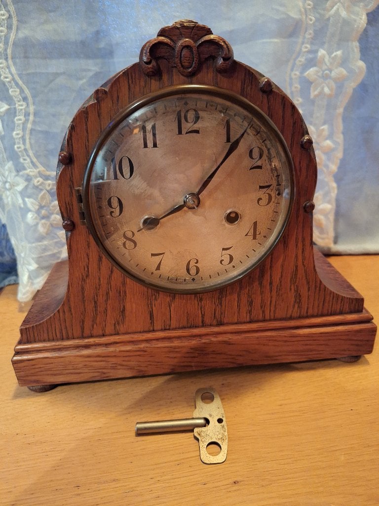 Antiek/Antieke houten pendule klok/klok, Ophalen of Verzenden