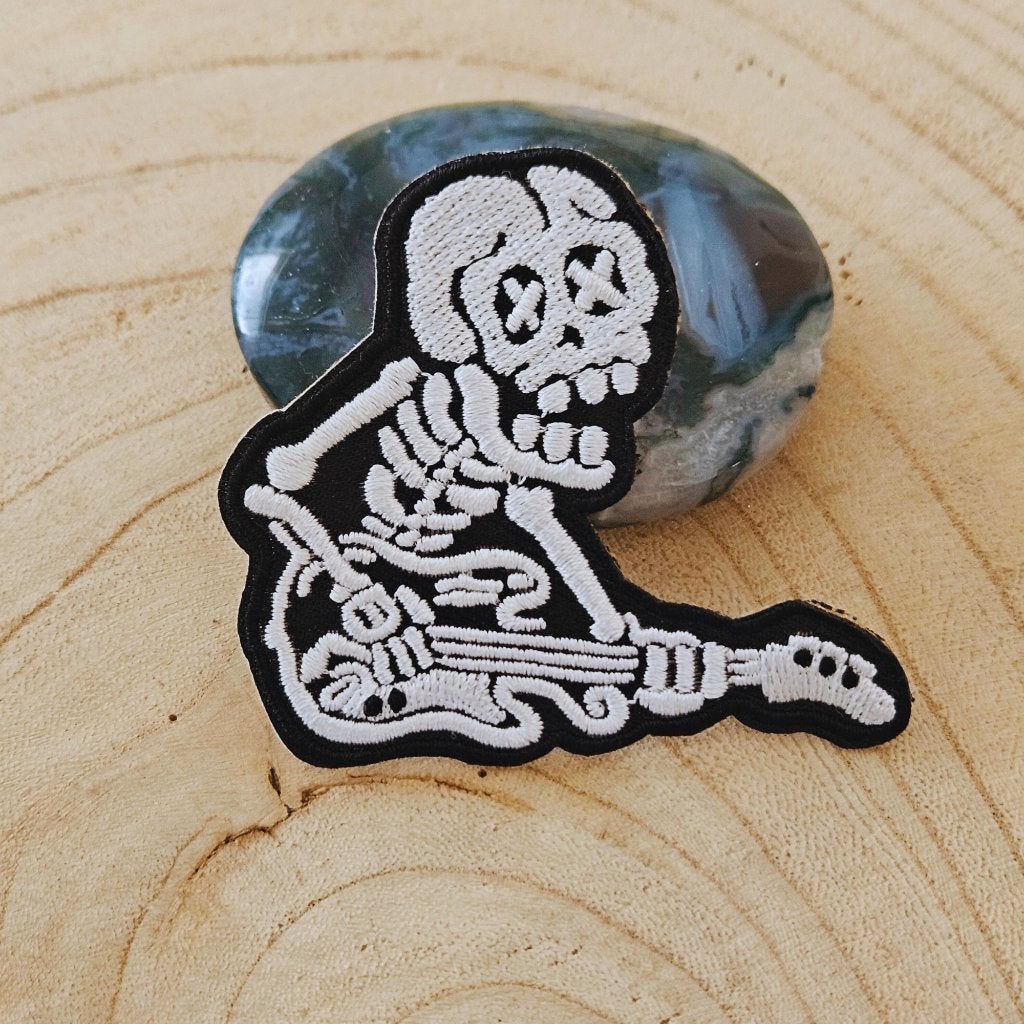 Strijk embleem applicatie Patch Skelet met gitaar, D, Nieuw, Ophalen of Verzenden, D