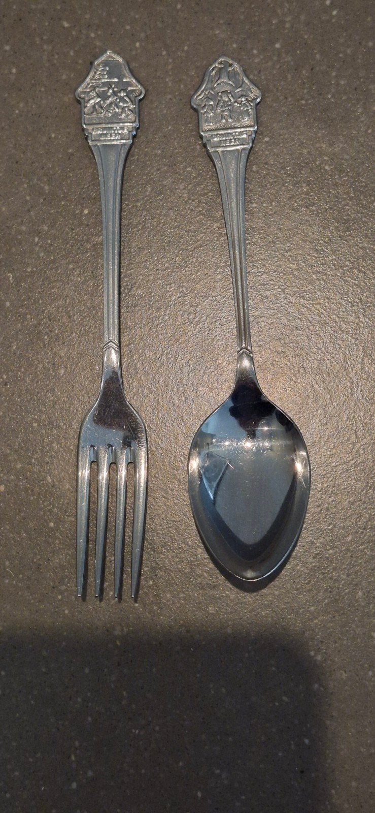 Bruintje Beer kinderbestek - Vork en lepel set, Antiek en Kunst, Ophalen of Verzenden