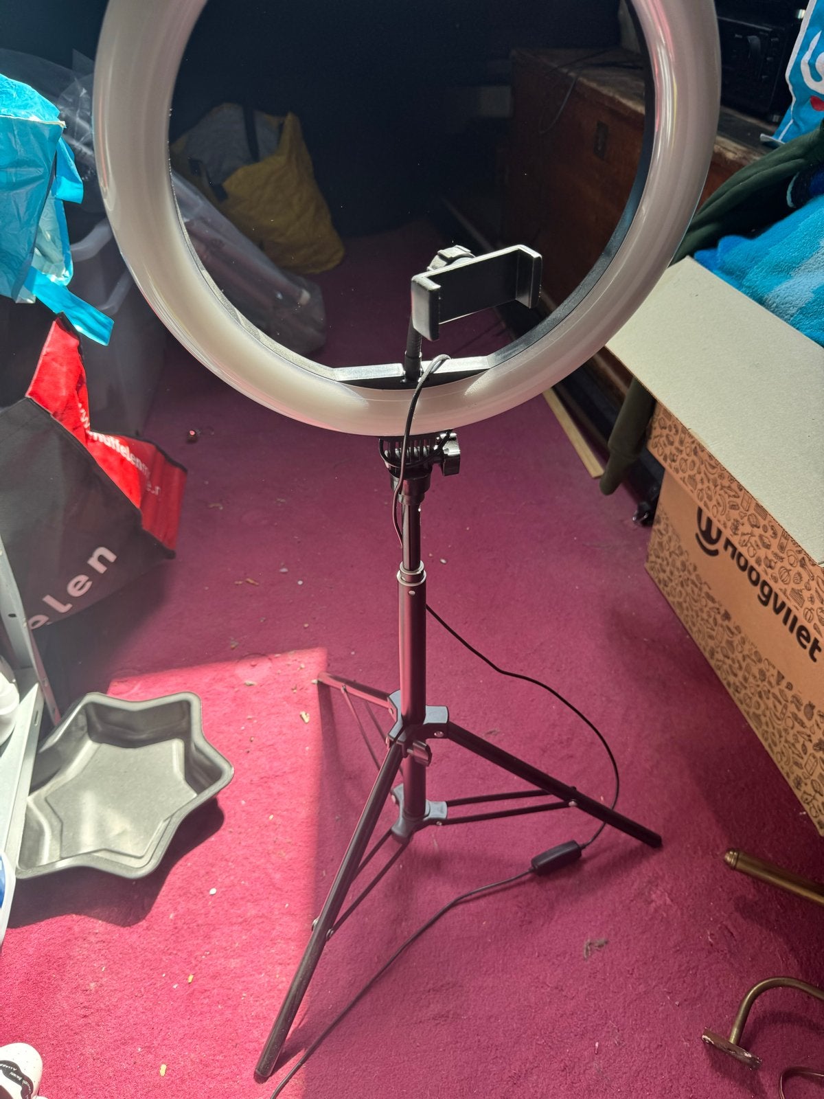 Ringlamp met statief en telefoonhouder, Overige merken, Belichting, Ophalen of Verzenden, Zo goed als nieuw