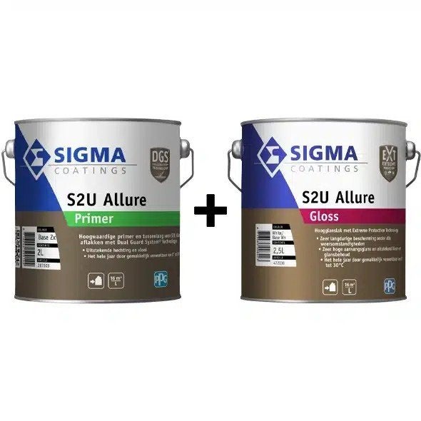 Sigma S2U Allure Gloss 2,5L en Primer RAL 9001, 5 tot 10 liter, Ophalen of Verzenden