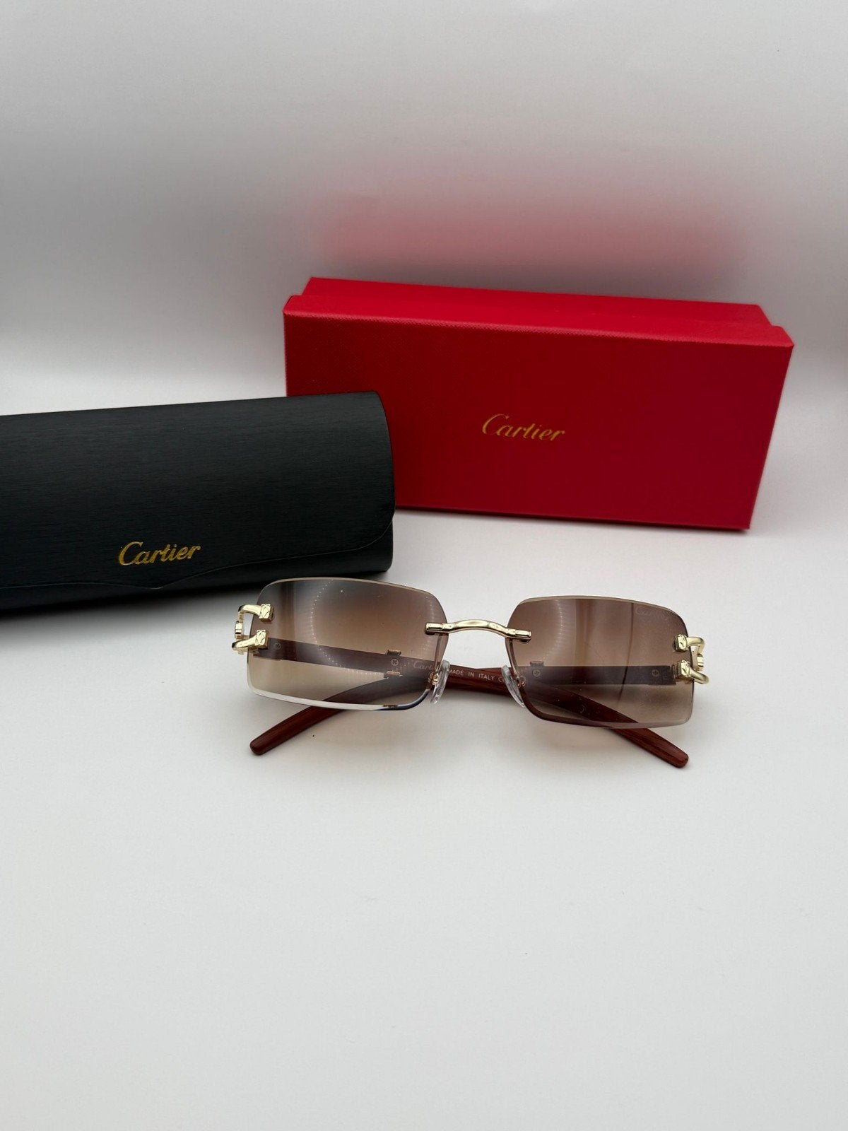 Nieuwe Cartier Zonnebril - 4 VOOR 100, Overige merken, Zonnebril, Bruin, Nieuw