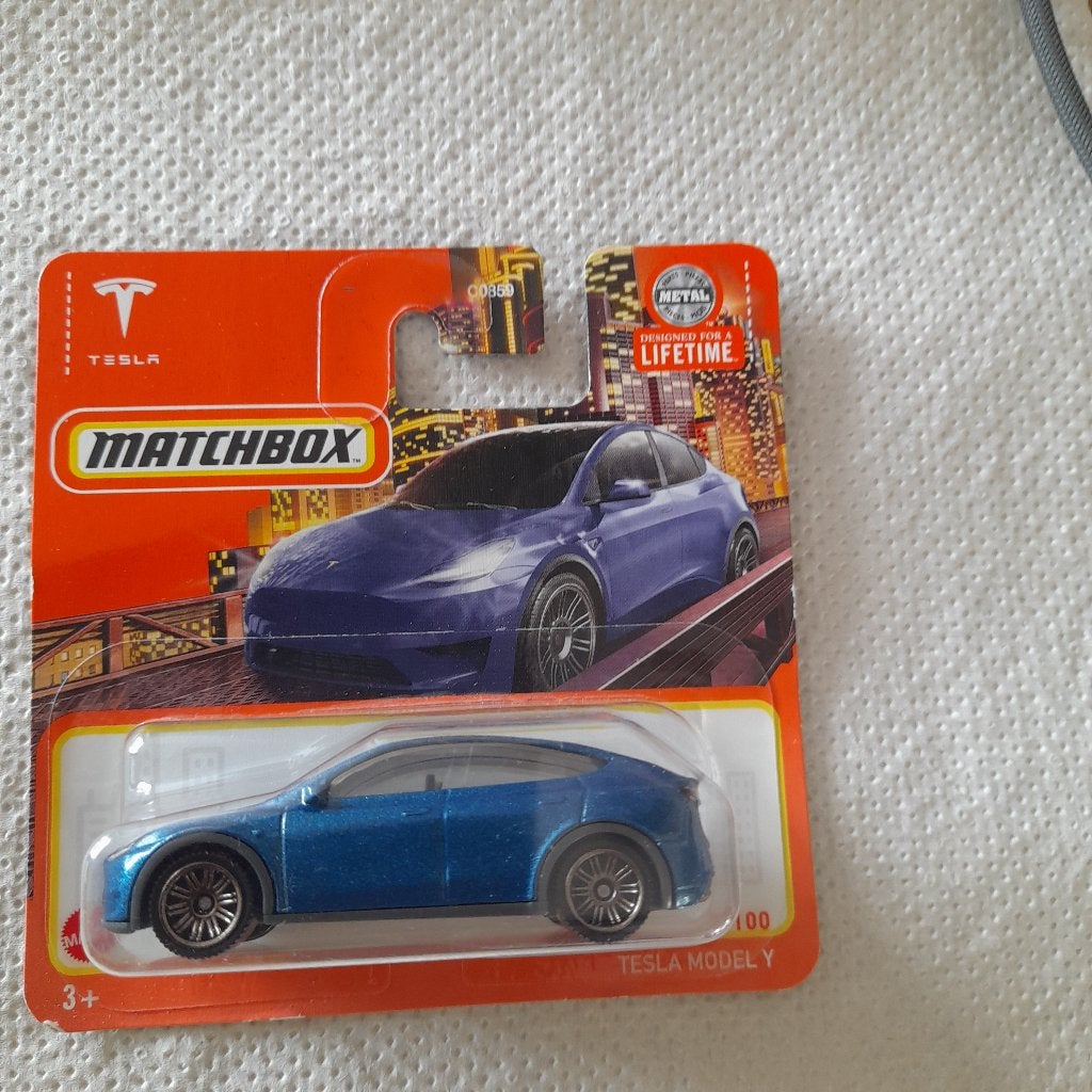 Matchbox Tesla Model Y blauw, Ophalen of Verzenden, Nieuw, Auto
