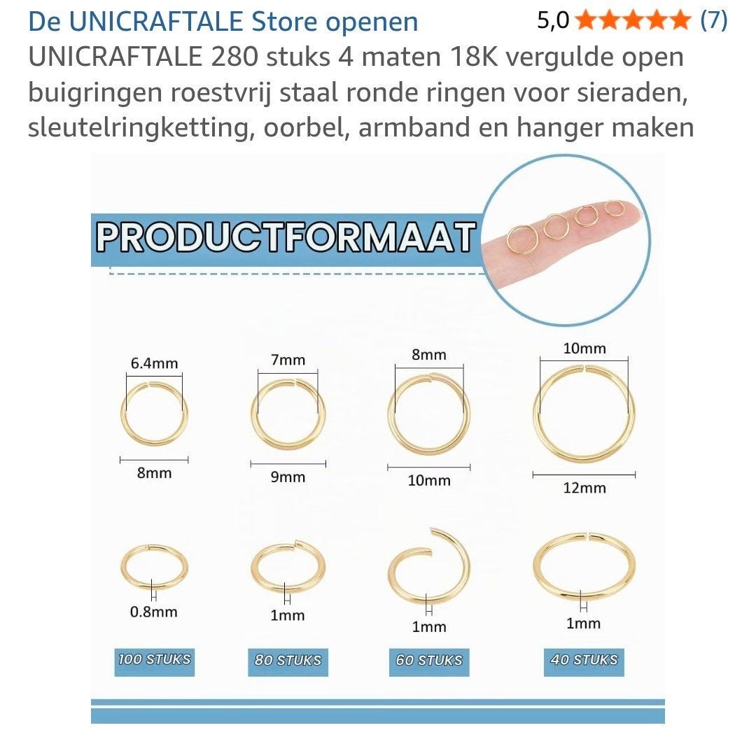 18K  buigringen/jumprings UNICRAFTALE, Ophalen of Verzenden, Nieuw