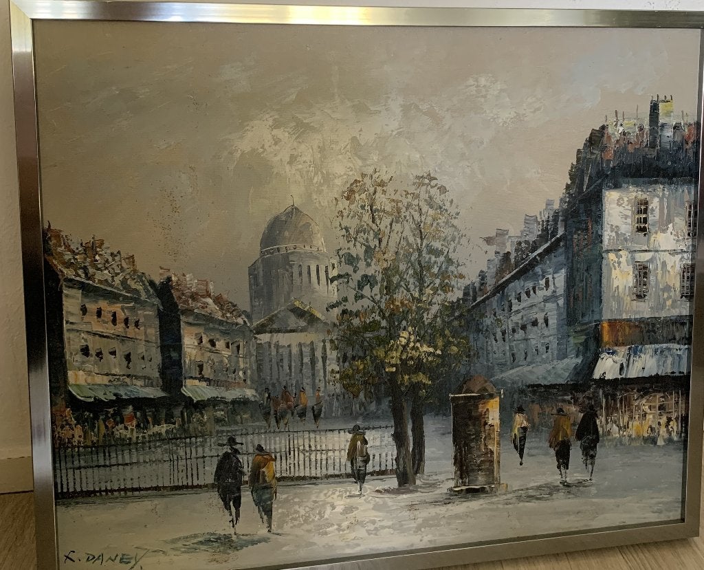 Parijs olieverfschilderij van K. Daney, Antiek en Kunst, Ophalen of Verzenden