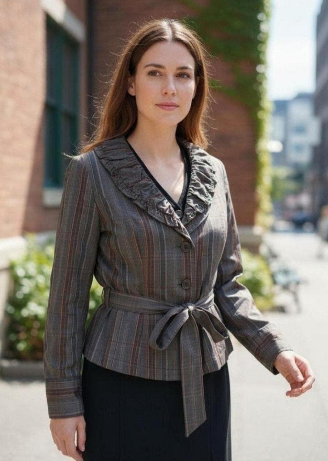 TENCE Chic Bruin Blouse/Jasje met Ceintuur - Maat 36✨️✨️, Bruin, Tence, Ophalen of Verzenden, Zo goed als nieuw