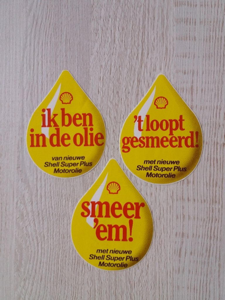 3 stickers met nieuwe Shell Super Plus Motorolie, Ophalen of Verzenden, Zo goed als nieuw, Bedrijf of Vereniging