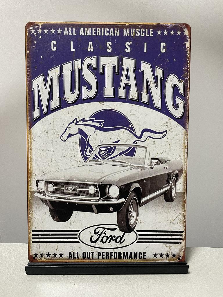Mustang metalen reclamebord (Old Look), Ophalen of Verzenden, Nieuw, Auto's
