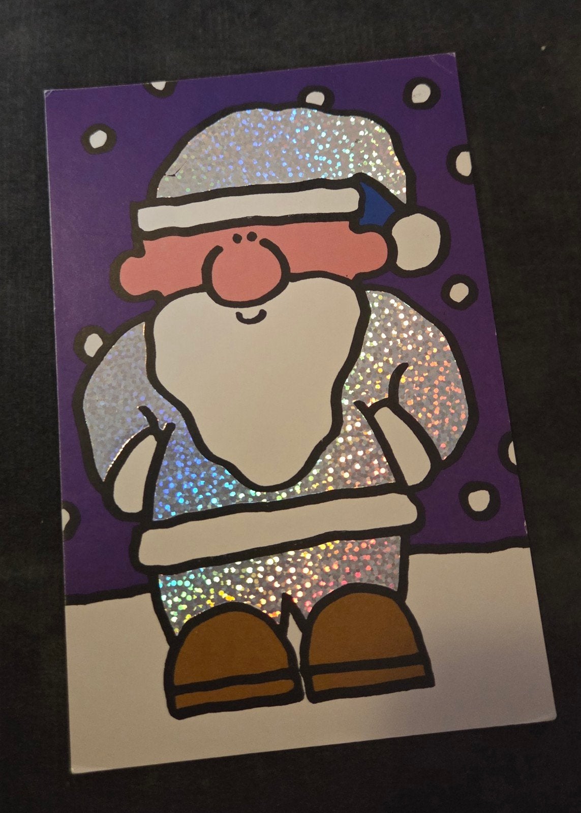 Kerstkaart - Kerstman - Glimmende kaart, Verzenden, 1980 tot heden, Gelopen, Feest(dag)
